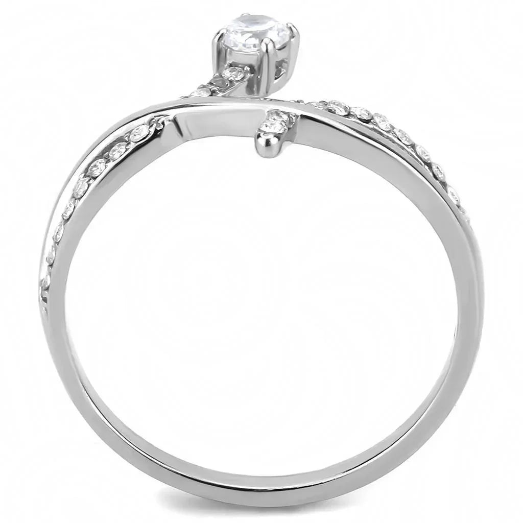 Silver Rings for Women 316L Stainless Steel DA240 - AAA Grade Cubic Zirconia in Clear - Jewelry Store by Erik Rayo