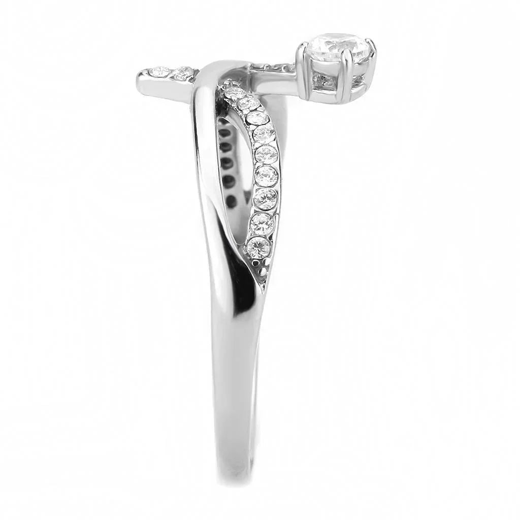 Silver Rings for Women 316L Stainless Steel DA240 - AAA Grade Cubic Zirconia in Clear - Jewelry Store by Erik Rayo
