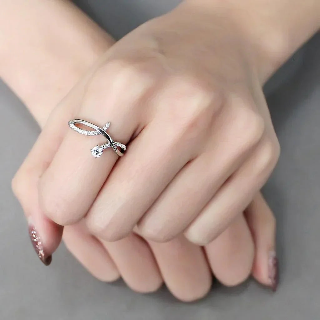 Silver Rings for Women 316L Stainless Steel DA240 - AAA Grade Cubic Zirconia in Clear - Jewelry Store by Erik Rayo