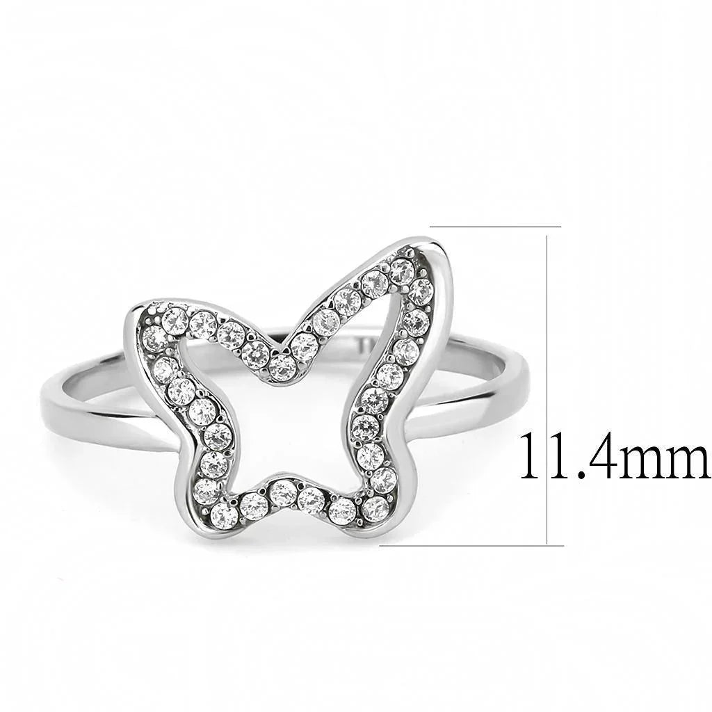 Silver Rings for Women 316L Stainless Steel DA241 - AAA Grade Cubic Zirconia in Clear - Jewelry Store by Erik Rayo