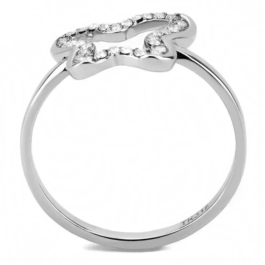 Silver Rings for Women 316L Stainless Steel DA241 - AAA Grade Cubic Zirconia in Clear - Jewelry Store by Erik Rayo