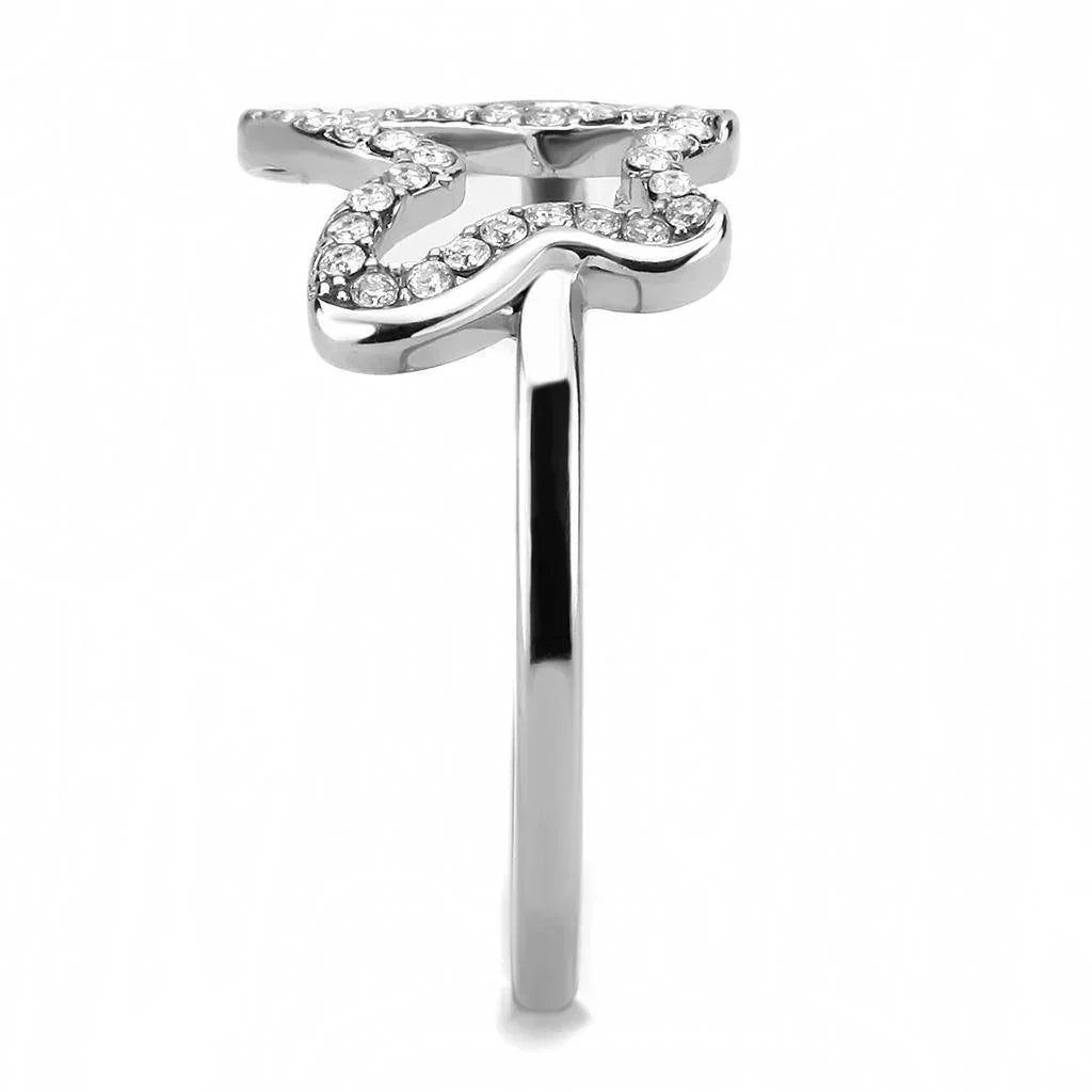 Silver Rings for Women 316L Stainless Steel DA241 - AAA Grade Cubic Zirconia in Clear - Jewelry Store by Erik Rayo