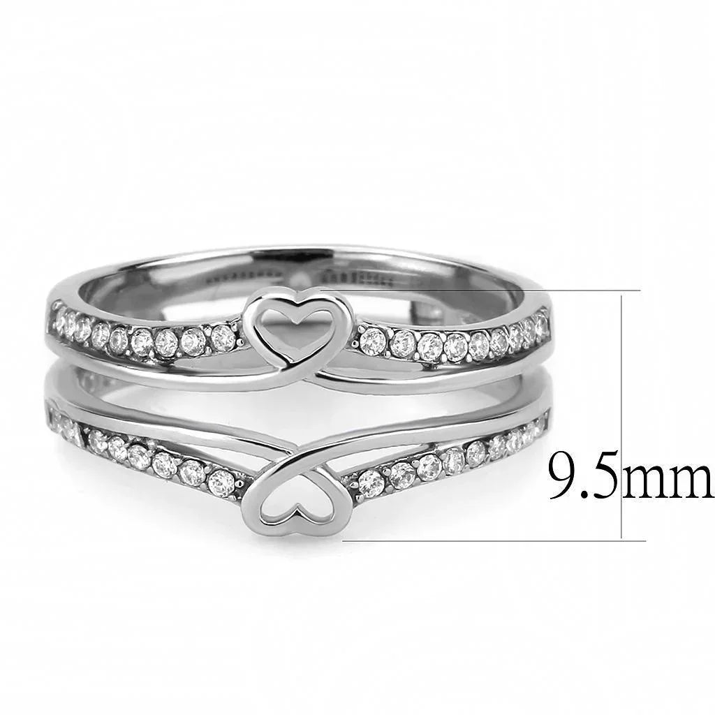 Silver Rings for Women 316L Stainless Steel DA242 - AAA Grade Cubic Zirconia in Clear - Jewelry Store by Erik Rayo
