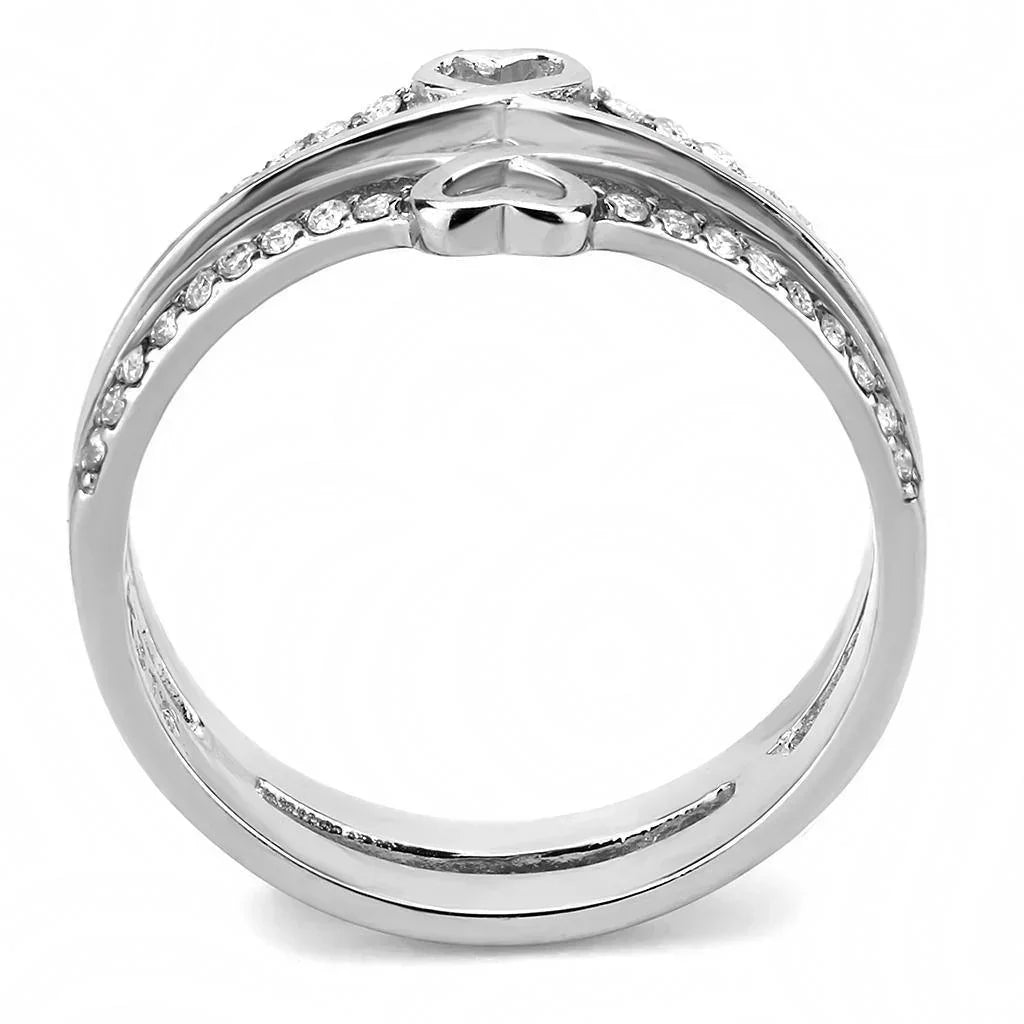Silver Rings for Women 316L Stainless Steel DA242 - AAA Grade Cubic Zirconia in Clear - Jewelry Store by Erik Rayo