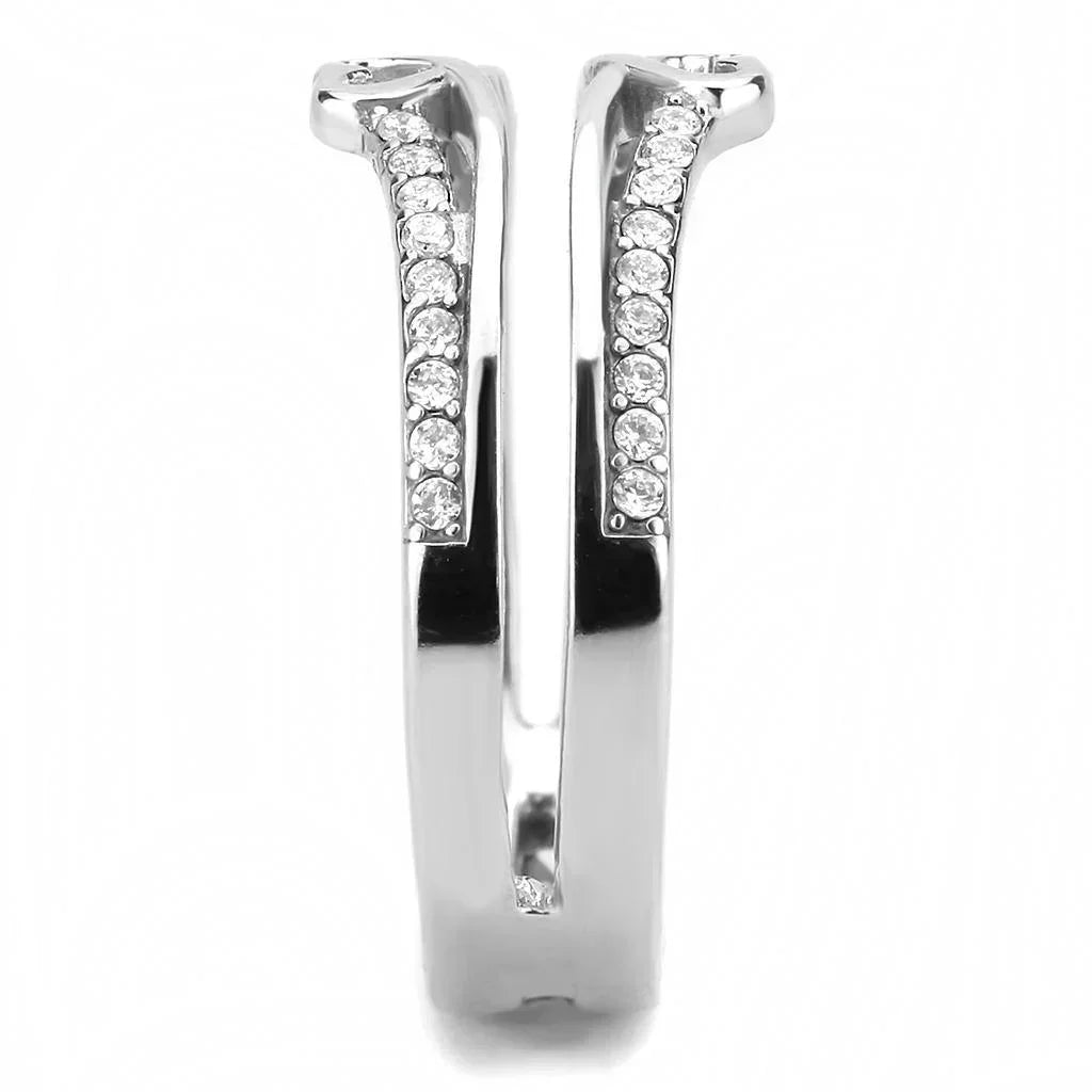 Silver Rings for Women 316L Stainless Steel DA242 - AAA Grade Cubic Zirconia in Clear - Jewelry Store by Erik Rayo