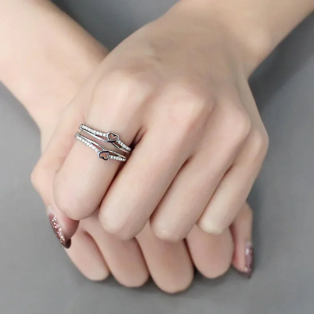 Silver Rings for Women 316L Stainless Steel DA242 - AAA Grade Cubic Zirconia in Clear - Jewelry Store by Erik Rayo