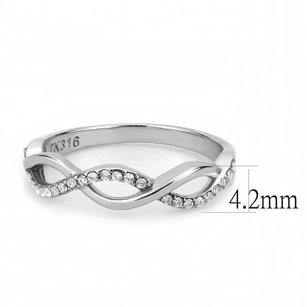 Silver Rings for Women 316L Stainless Steel DA243 - AAA Grade Cubic Zirconia in Clear - Jewelry Store by Erik Rayo