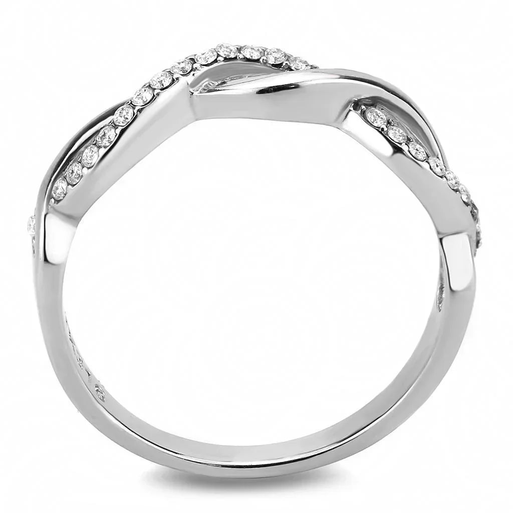 Silver Rings for Women 316L Stainless Steel DA243 - AAA Grade Cubic Zirconia in Clear - Jewelry Store by Erik Rayo