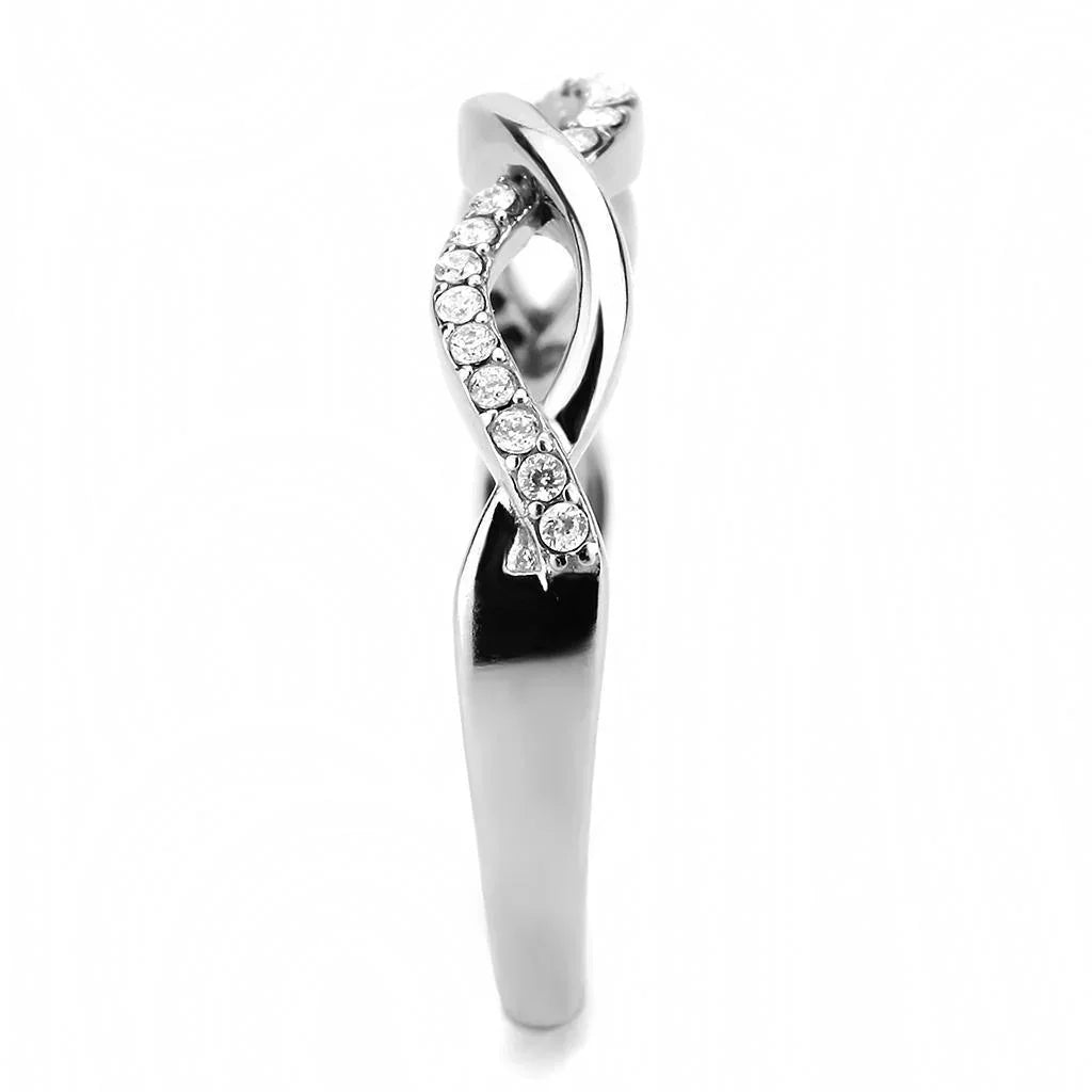 Silver Rings for Women 316L Stainless Steel DA243 - AAA Grade Cubic Zirconia in Clear - Jewelry Store by Erik Rayo