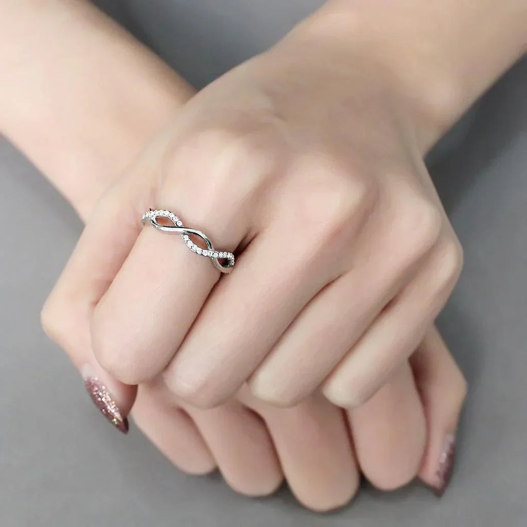 Silver Rings for Women 316L Stainless Steel DA243 - AAA Grade Cubic Zirconia in Clear - Jewelry Store by Erik Rayo