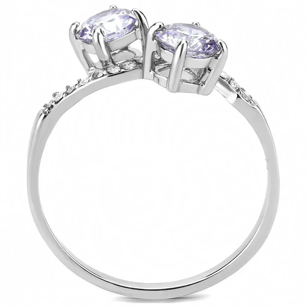Silver Rings for Women 316L Stainless Steel DA244 - AAA Grade Cubic Zirconia in Light Amethyst - Jewelry Store by Erik Rayo