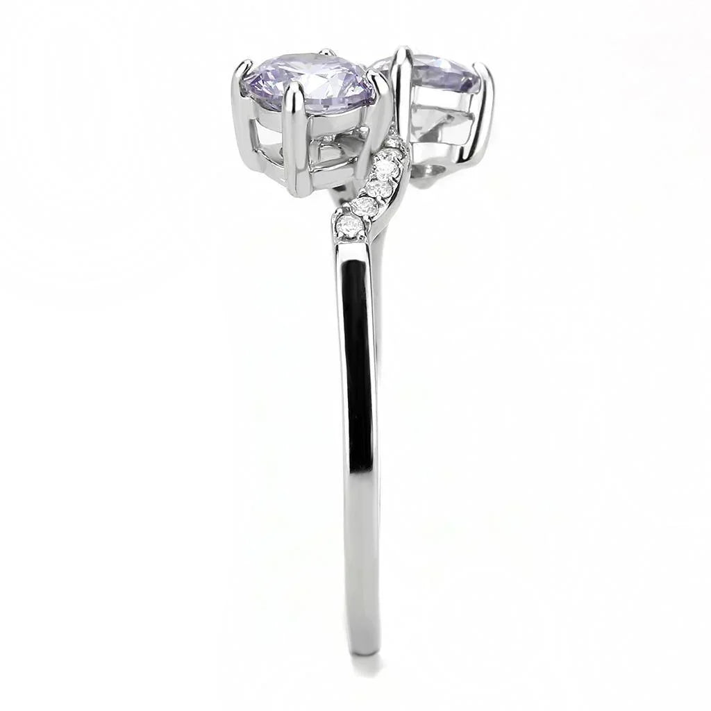 Silver Rings for Women 316L Stainless Steel DA244 - AAA Grade Cubic Zirconia in Light Amethyst - Jewelry Store by Erik Rayo