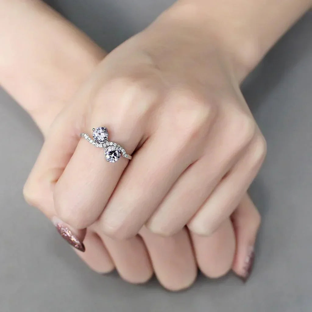 Silver Rings for Women 316L Stainless Steel DA244 - AAA Grade Cubic Zirconia in Light Amethyst - Jewelry Store by Erik Rayo