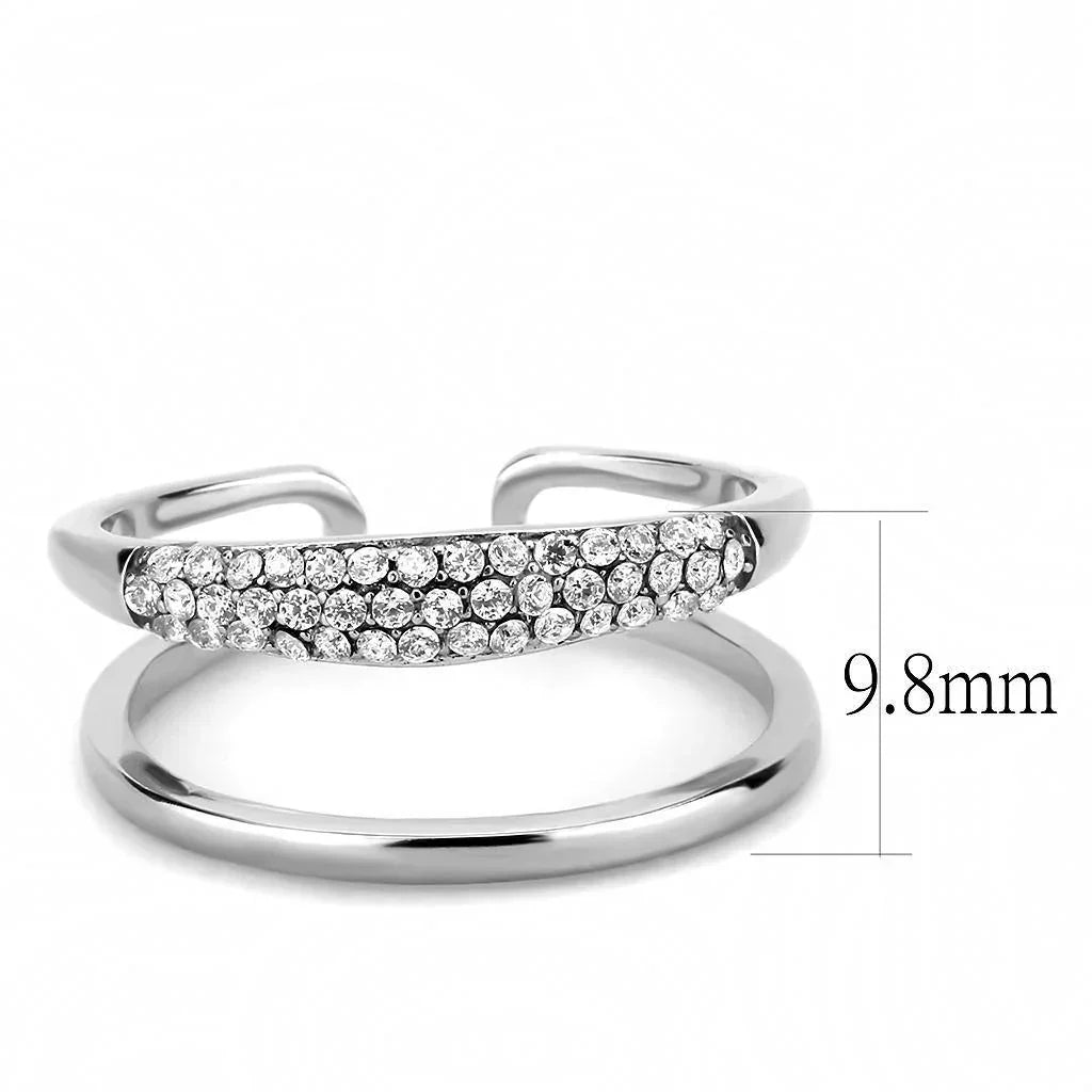 Silver Rings for Women 316L Stainless Steel DA247 - AAA Grade Cubic Zirconia in Clear - Jewelry Store by Erik Rayo