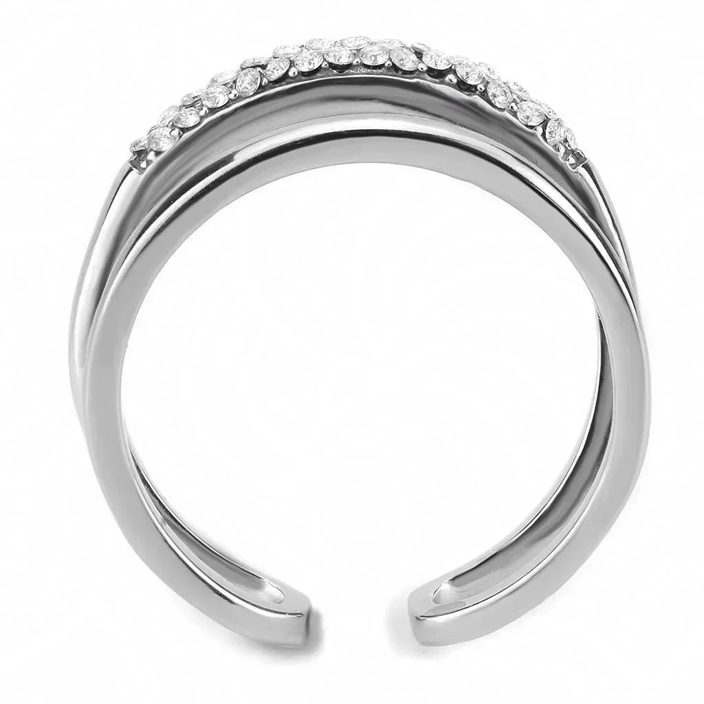 Silver Rings for Women 316L Stainless Steel DA247 - AAA Grade Cubic Zirconia in Clear - Jewelry Store by Erik Rayo