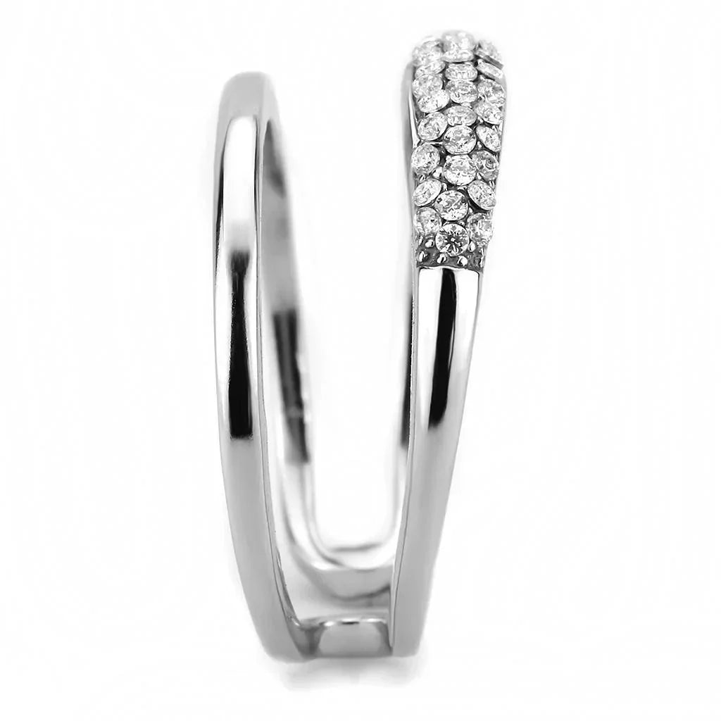 Silver Rings for Women 316L Stainless Steel DA247 - AAA Grade Cubic Zirconia in Clear - Jewelry Store by Erik Rayo