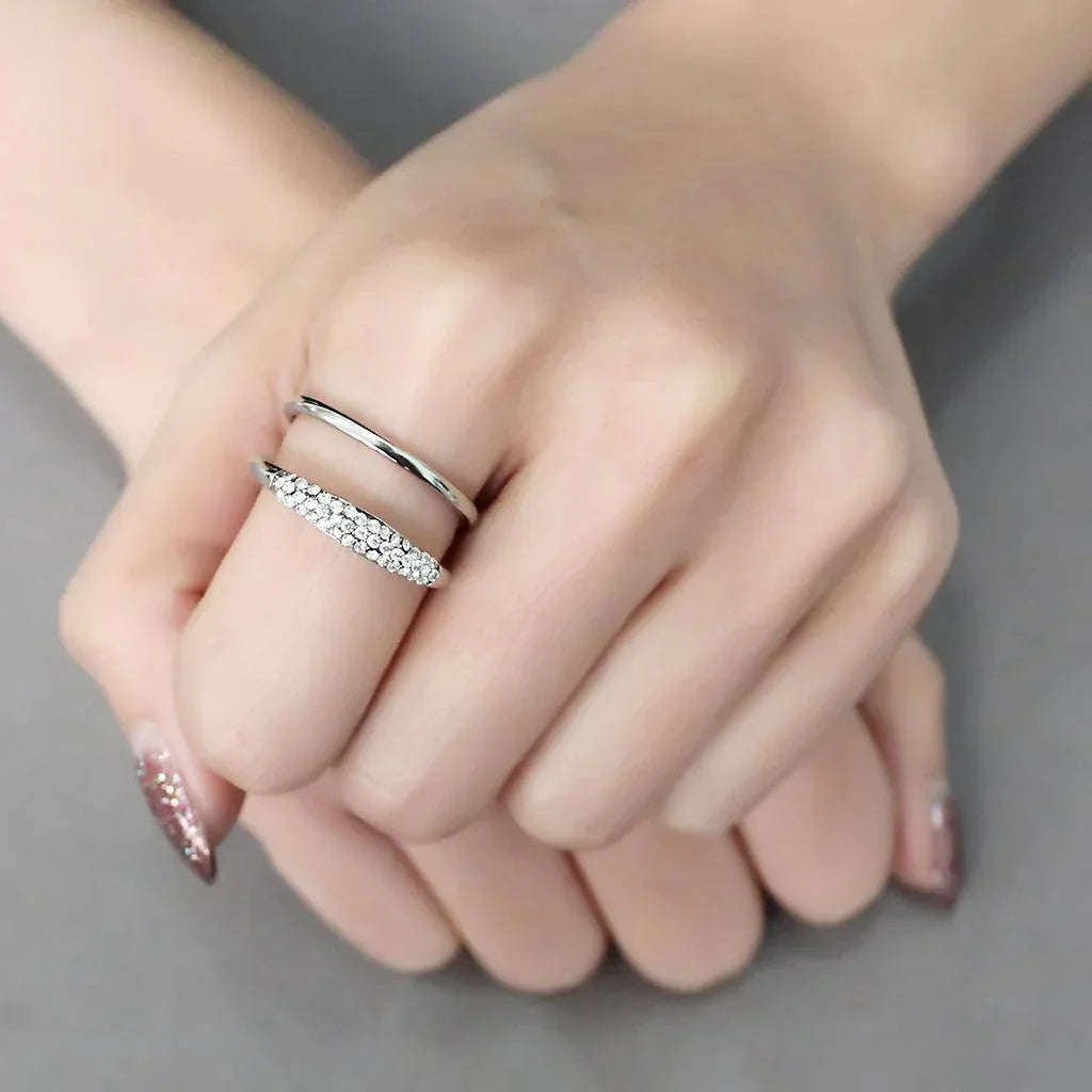Silver Rings for Women 316L Stainless Steel DA247 - AAA Grade Cubic Zirconia in Clear - Jewelry Store by Erik Rayo