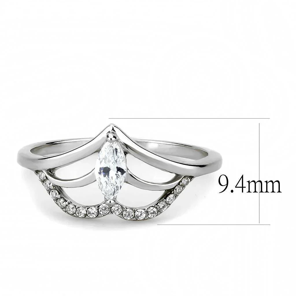 Silver Rings for Women 316L Stainless Steel DA248 - AAA Grade Cubic Zirconia in Clear - Jewelry Store by Erik Rayo