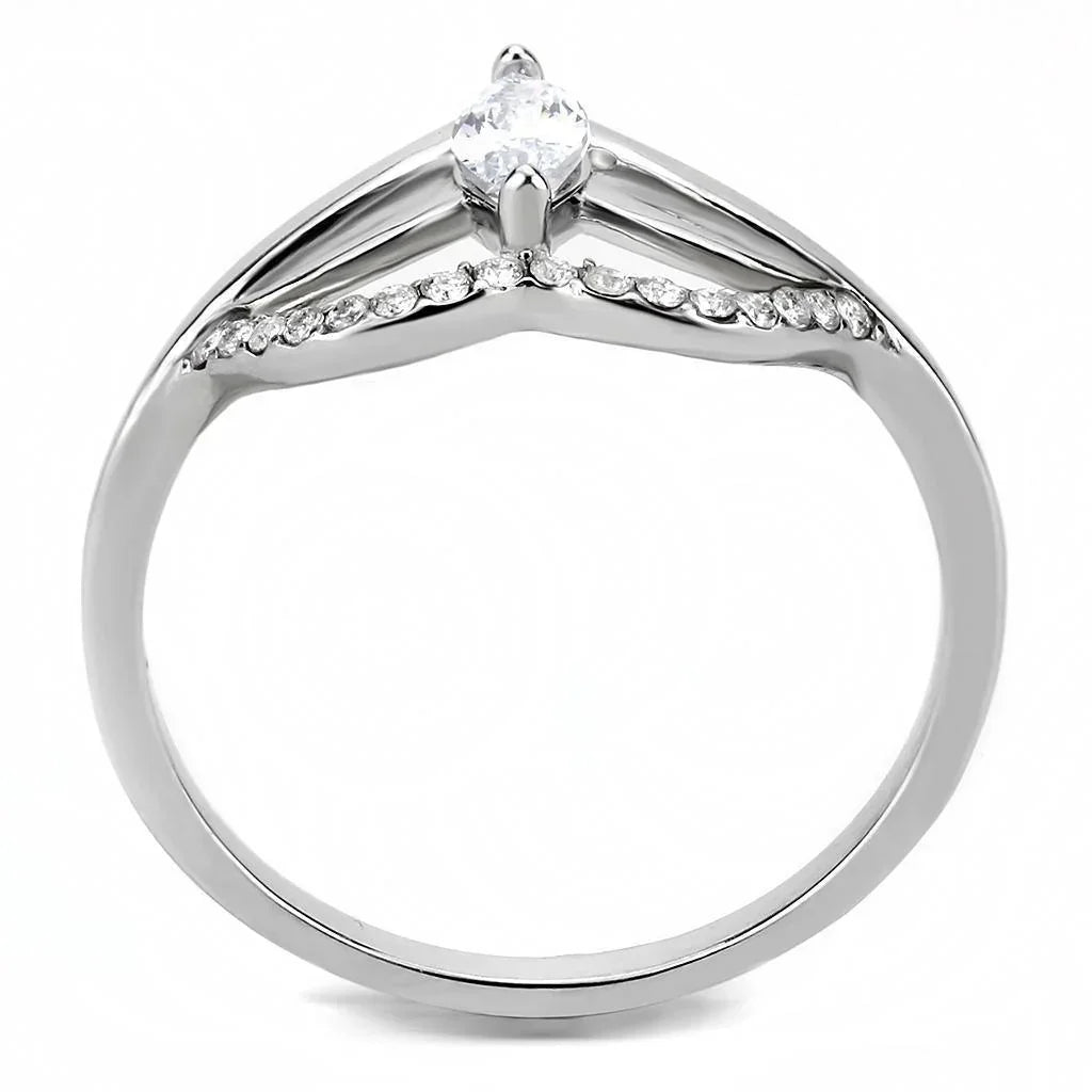 Silver Rings for Women 316L Stainless Steel DA248 - AAA Grade Cubic Zirconia in Clear - Jewelry Store by Erik Rayo
