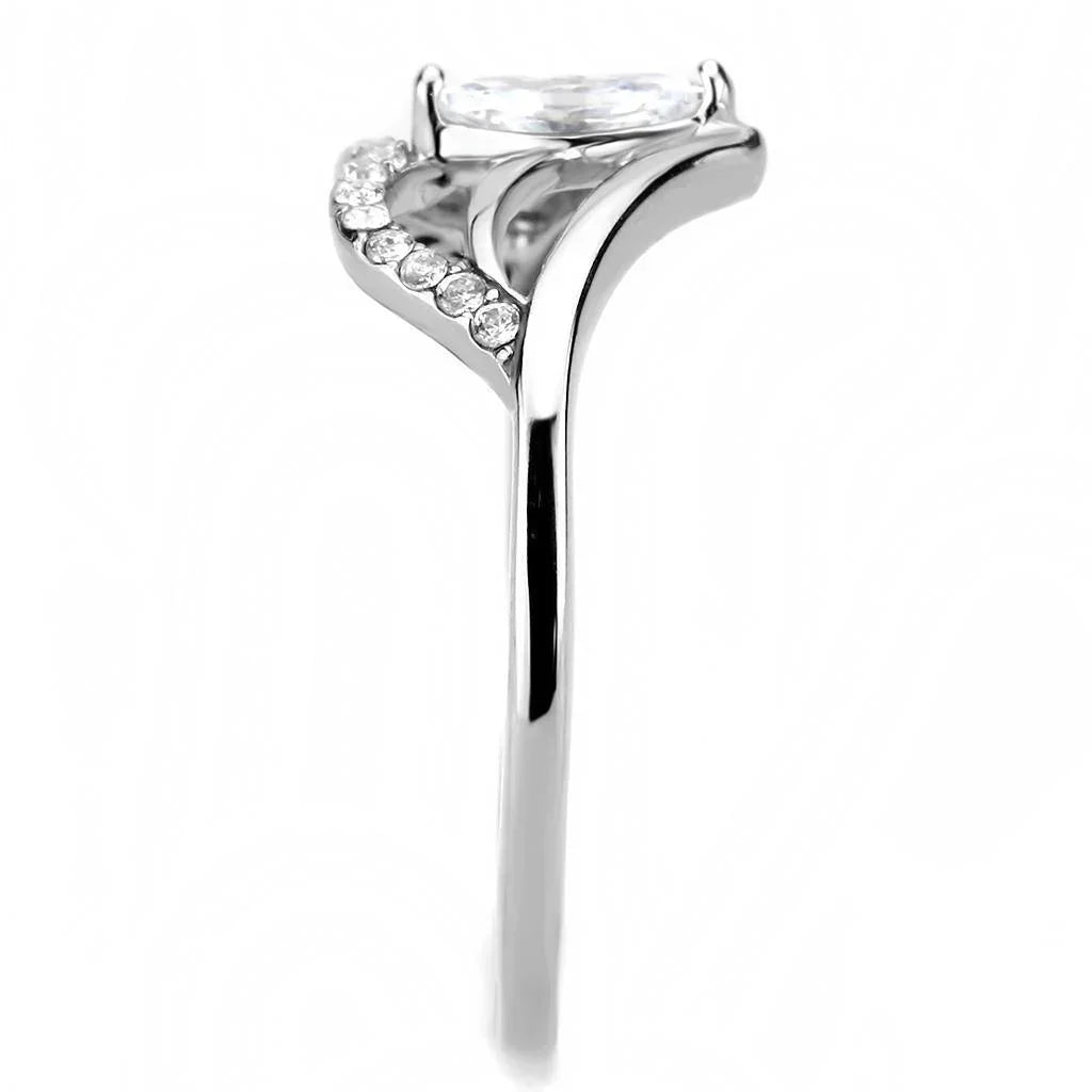 Silver Rings for Women 316L Stainless Steel DA248 - AAA Grade Cubic Zirconia in Clear - Jewelry Store by Erik Rayo
