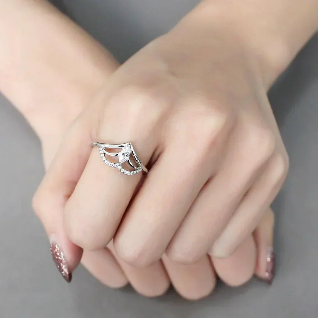Silver Rings for Women 316L Stainless Steel DA248 - AAA Grade Cubic Zirconia in Clear - Jewelry Store by Erik Rayo