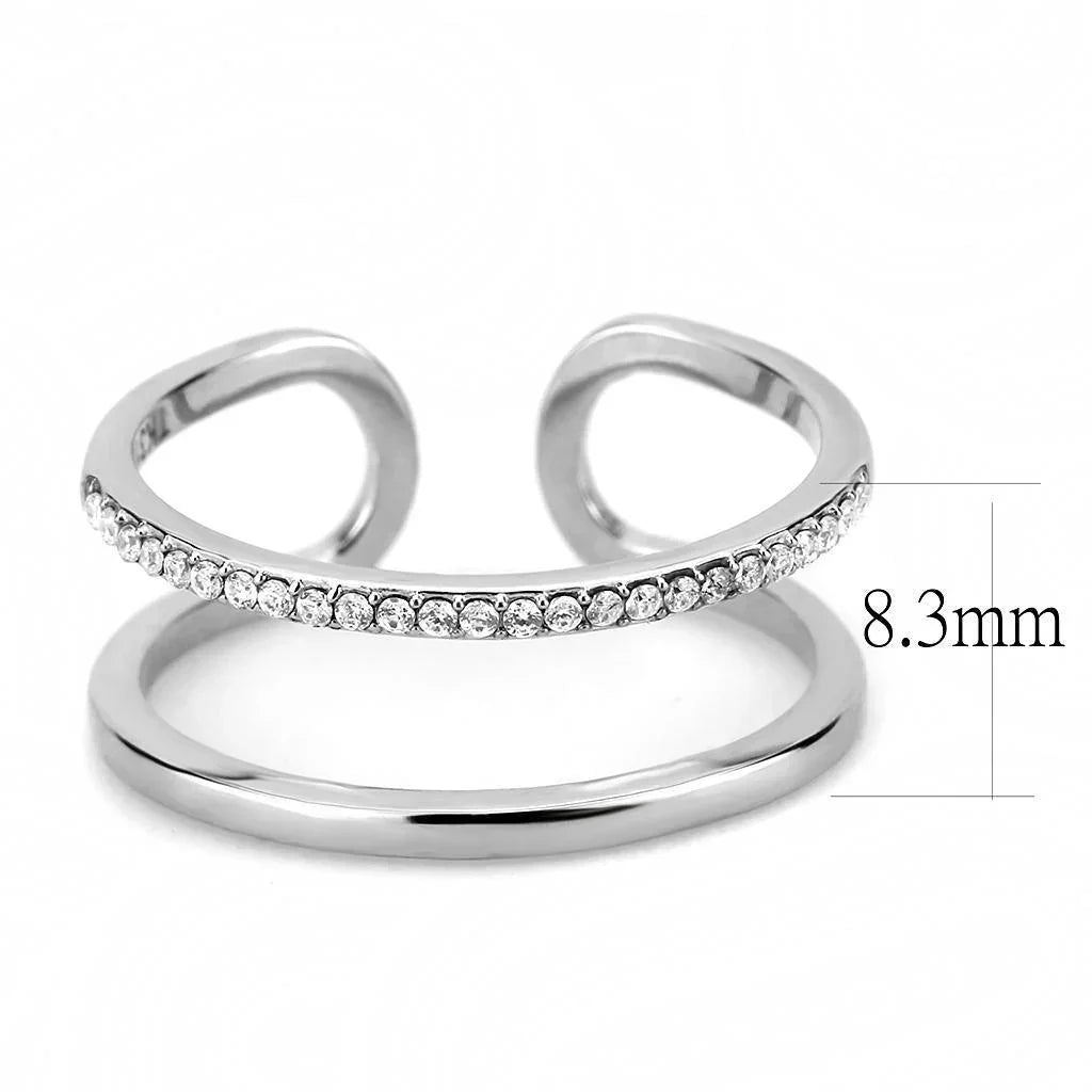 Silver Rings for Women 316L Stainless Steel DA249 - AAA Grade Cubic Zirconia in Clear - Jewelry Store by Erik Rayo