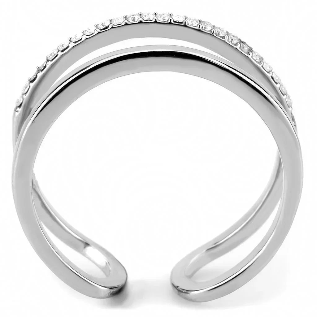 Silver Rings for Women 316L Stainless Steel DA249 - AAA Grade Cubic Zirconia in Clear - Jewelry Store by Erik Rayo