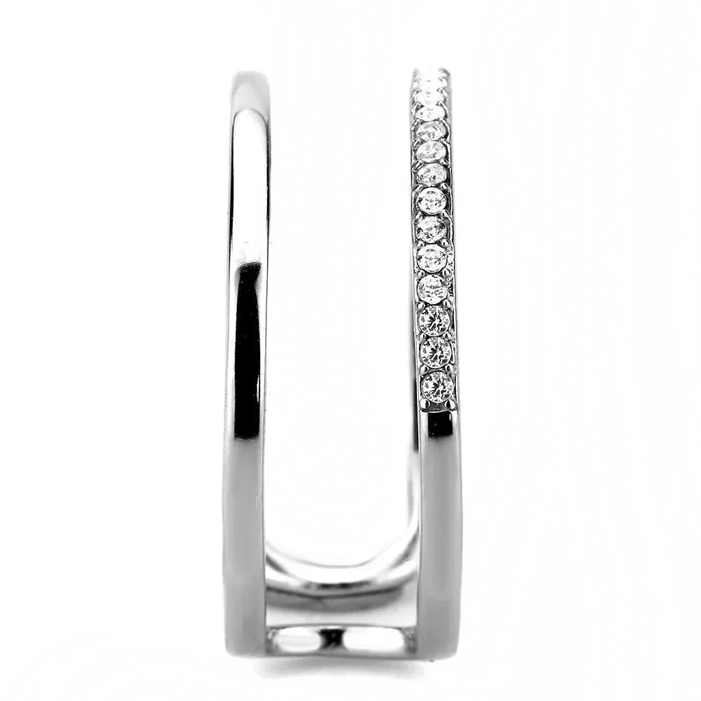 Silver Rings for Women 316L Stainless Steel DA249 - AAA Grade Cubic Zirconia in Clear - Jewelry Store by Erik Rayo