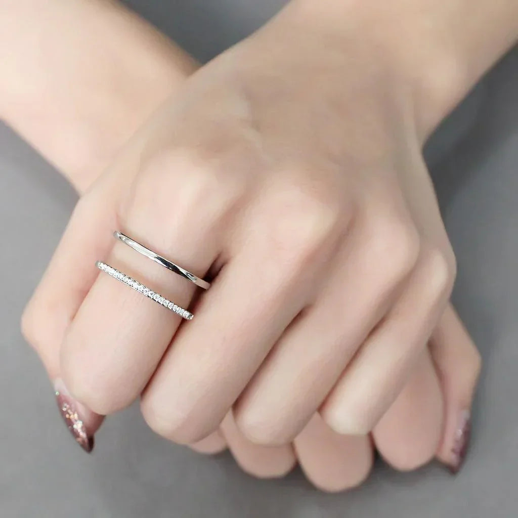 Silver Rings for Women 316L Stainless Steel DA249 - AAA Grade Cubic Zirconia in Clear - Jewelry Store by Erik Rayo
