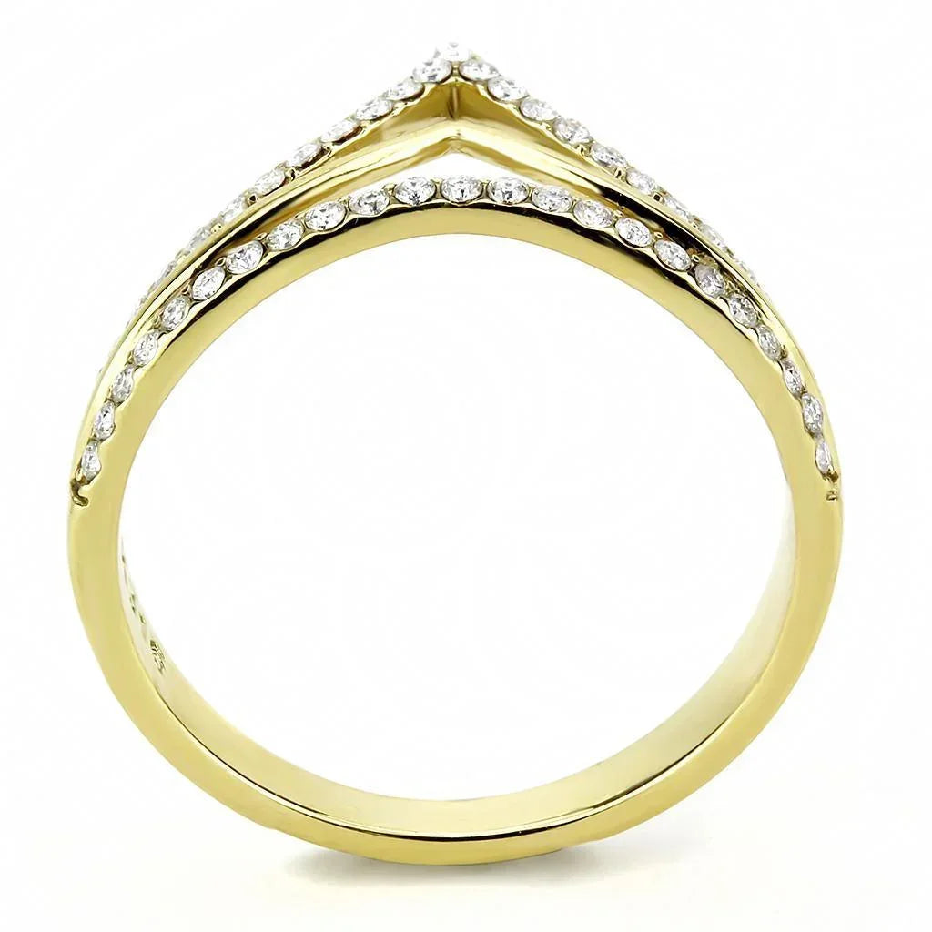 Gold Rings for Women 316L Stainless Steel DA250 - AAA Grade Cubic Zirconia in Clear - Jewelry Store by Erik Rayo