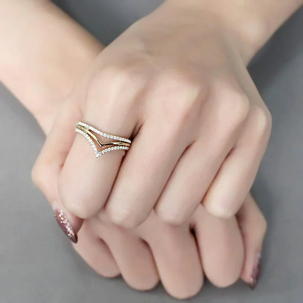 Gold Rings for Women 316L Stainless Steel DA250 - AAA Grade Cubic Zirconia in Clear - Jewelry Store by Erik Rayo