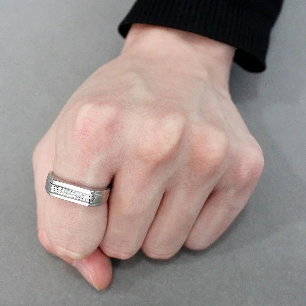 Silver Rings for Women 316L Stainless Steel DA251 - AAA Grade Cubic Zirconia in Clear - Jewelry Store by Erik Rayo