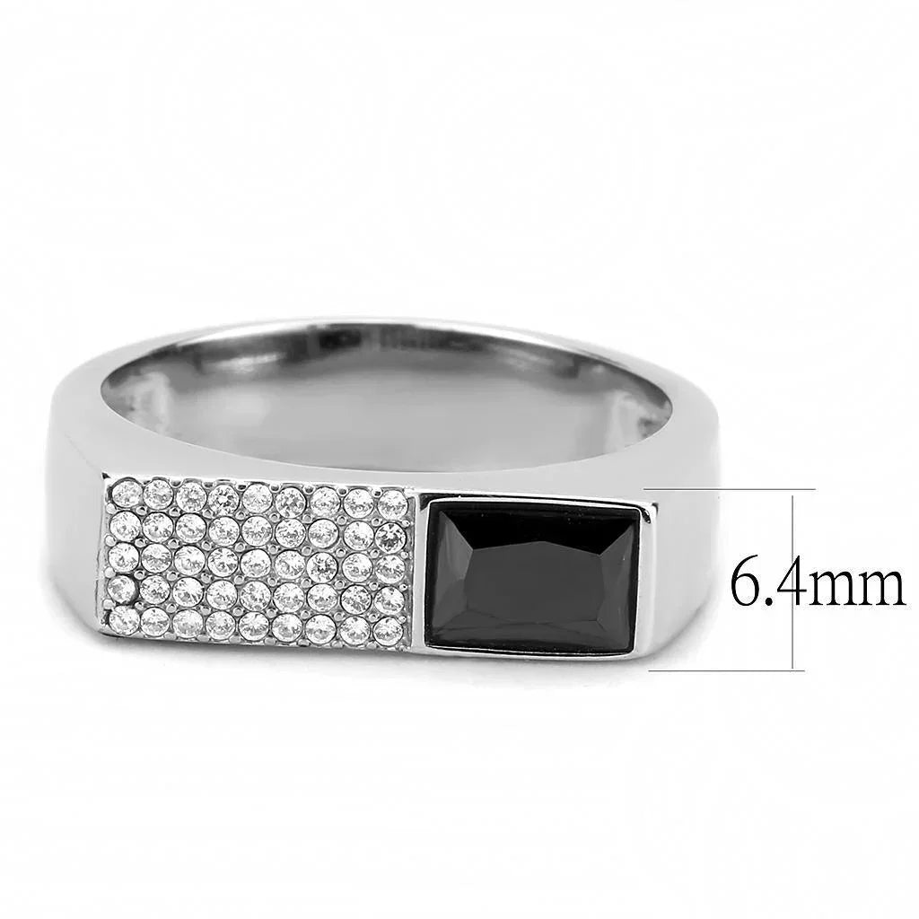 Silver Rings for Women 316L Stainless Steel DA252 - AAA Grade Cubic Zirconia in Black Diamond - Jewelry Store by Erik Rayo