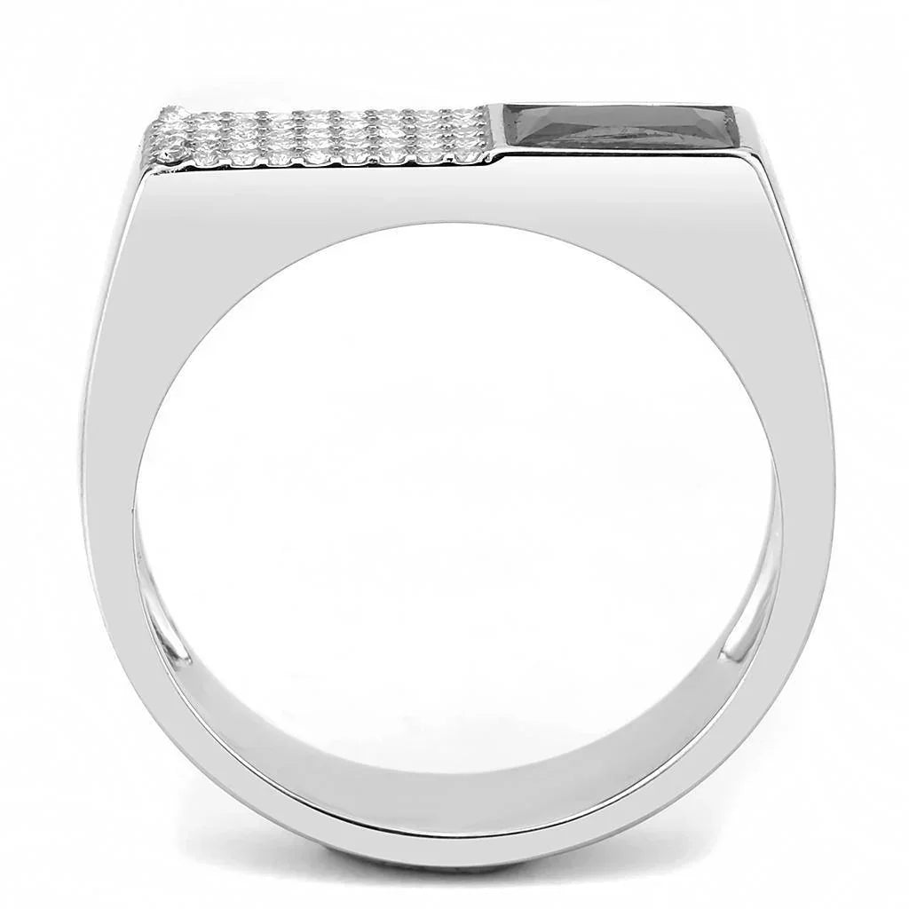 Silver Rings for Women 316L Stainless Steel DA252 - AAA Grade Cubic Zirconia in Black Diamond - Jewelry Store by Erik Rayo