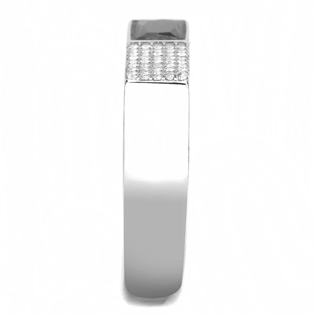 Silver Rings for Women 316L Stainless Steel DA252 - AAA Grade Cubic Zirconia in Black Diamond - Jewelry Store by Erik Rayo