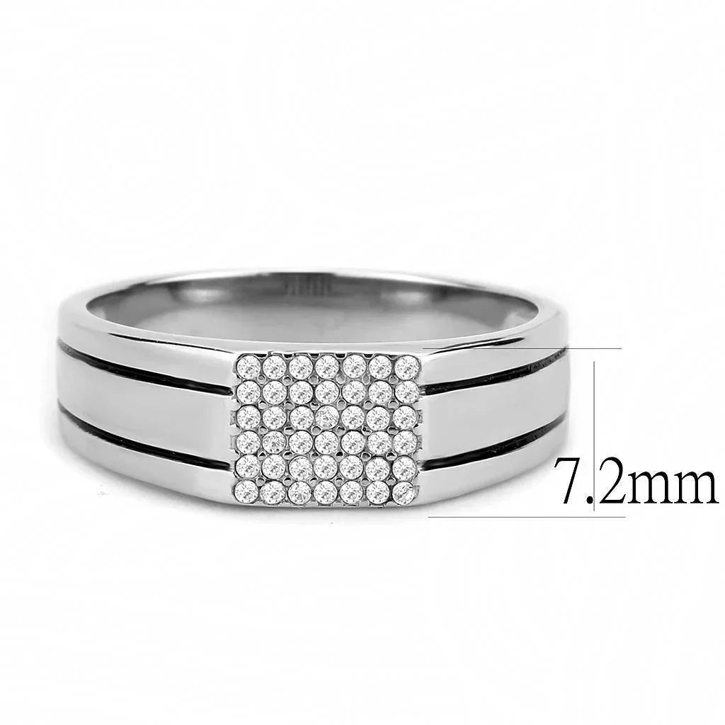 Silver Rings for Women 316L Stainless Steel DA253 - AAA Grade Cubic Zirconia in Clear - Jewelry Store by Erik Rayo