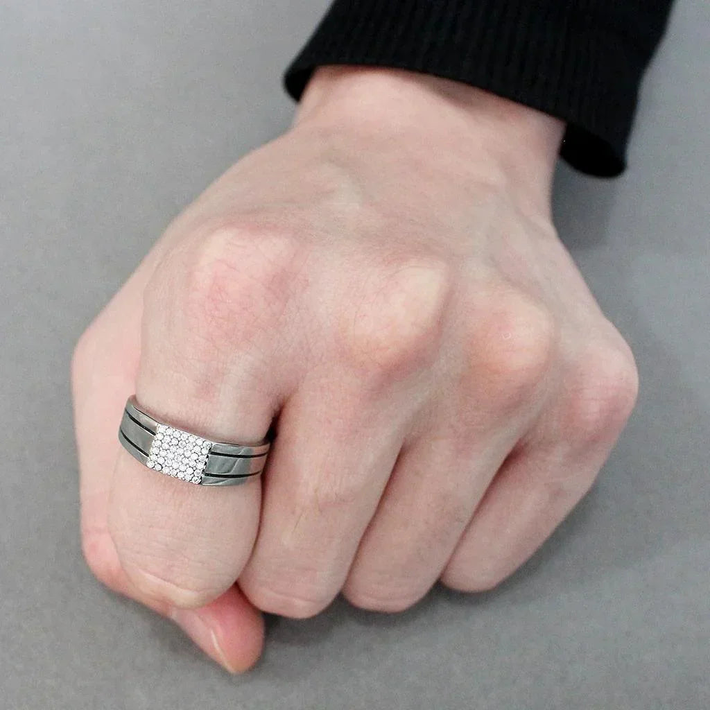 Silver Rings for Women 316L Stainless Steel DA253 - AAA Grade Cubic Zirconia in Clear - Jewelry Store by Erik Rayo