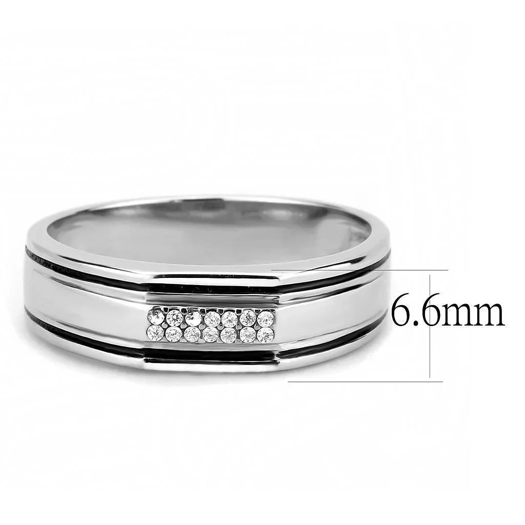 Silver Rings for Women 316L Stainless Steel DA254 - AAA Grade Cubic Zirconia in Clear - Jewelry Store by Erik Rayo