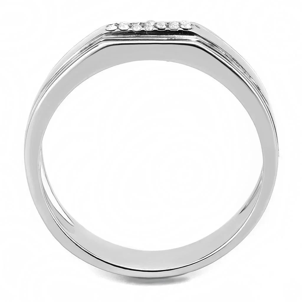 Silver Rings for Women 316L Stainless Steel DA254 - AAA Grade Cubic Zirconia in Clear - Jewelry Store by Erik Rayo