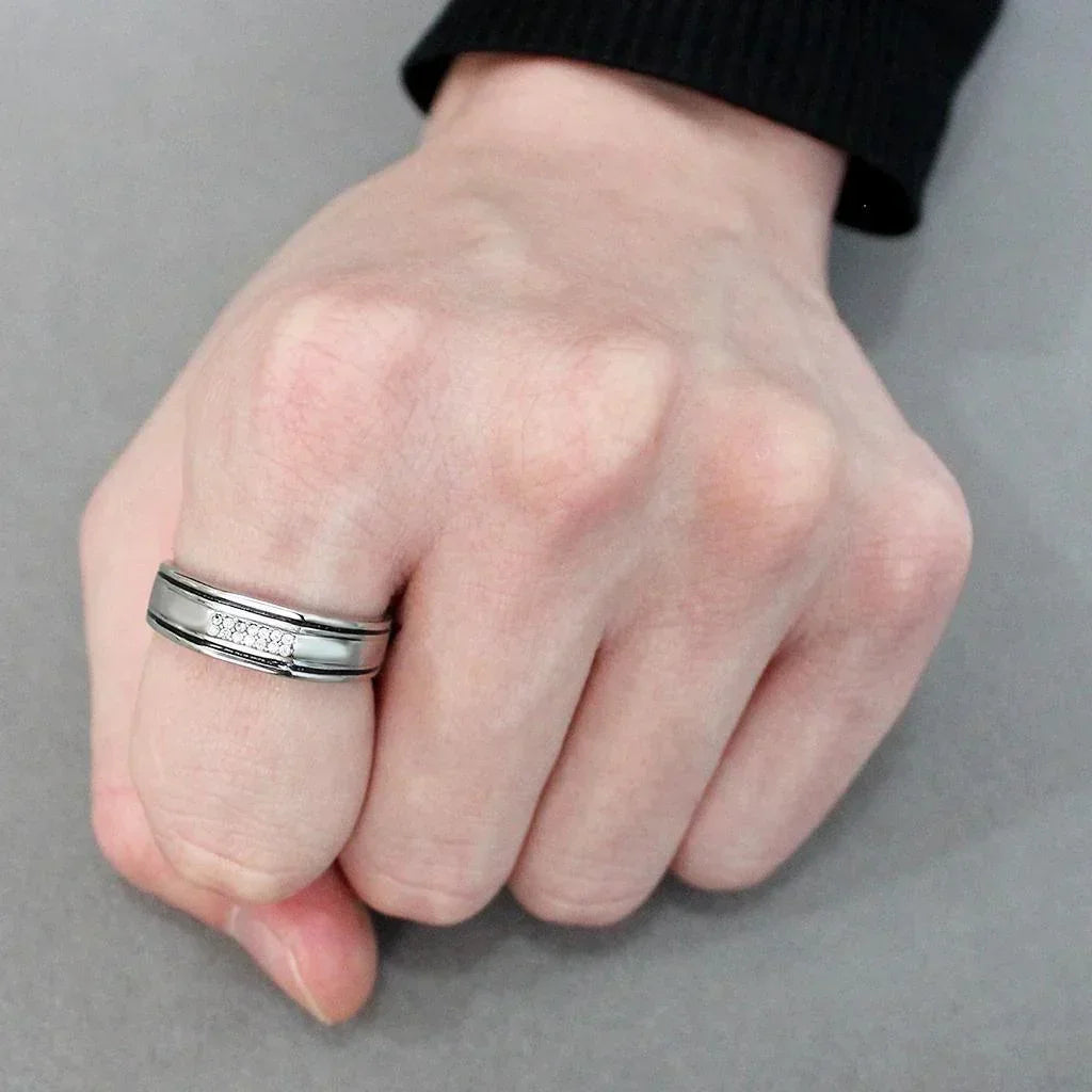 Silver Rings for Women 316L Stainless Steel DA254 - AAA Grade Cubic Zirconia in Clear - Jewelry Store by Erik Rayo