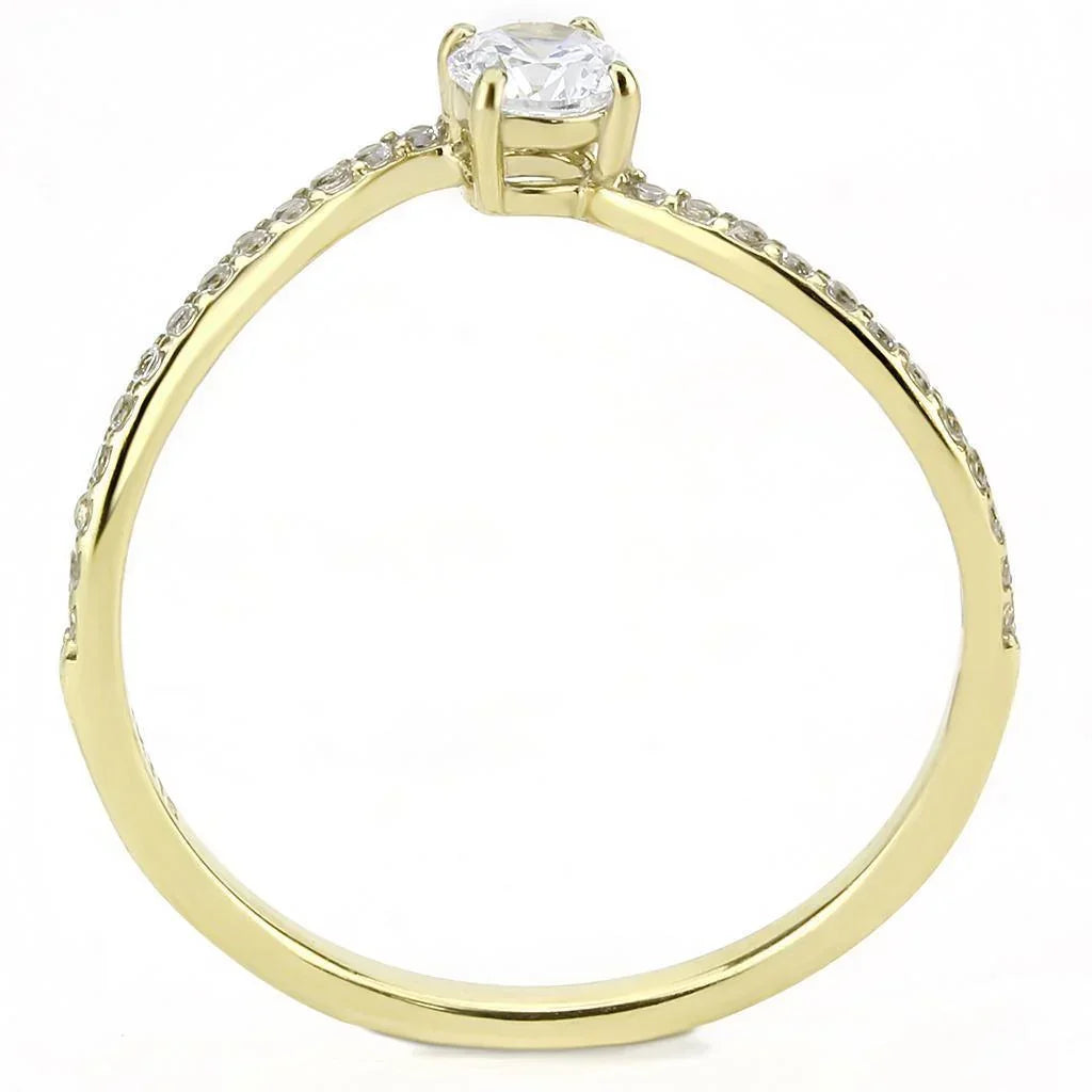 Gold Rings for Women 316L Stainless Steel DA256 - AAA Grade Cubic Zirconia in Clear - Jewelry Store by Erik Rayo