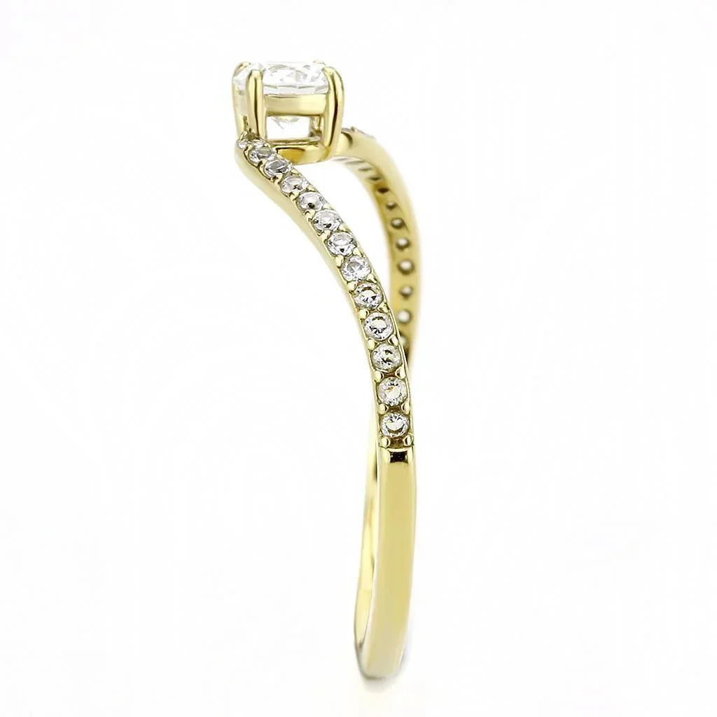 Gold Rings for Women 316L Stainless Steel DA256 - AAA Grade Cubic Zirconia in Clear - Jewelry Store by Erik Rayo