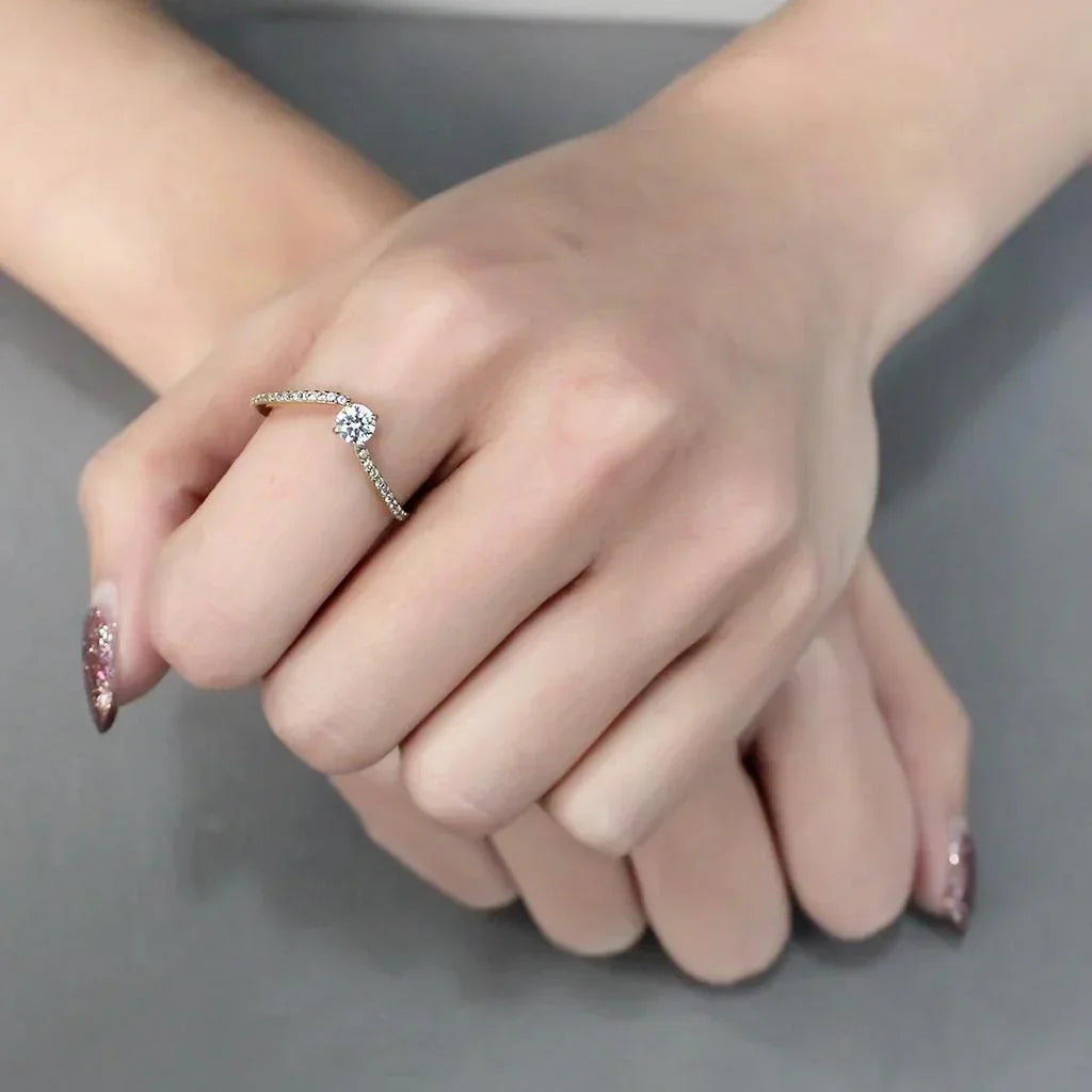 Gold Rings for Women 316L Stainless Steel DA256 - AAA Grade Cubic Zirconia in Clear - Jewelry Store by Erik Rayo