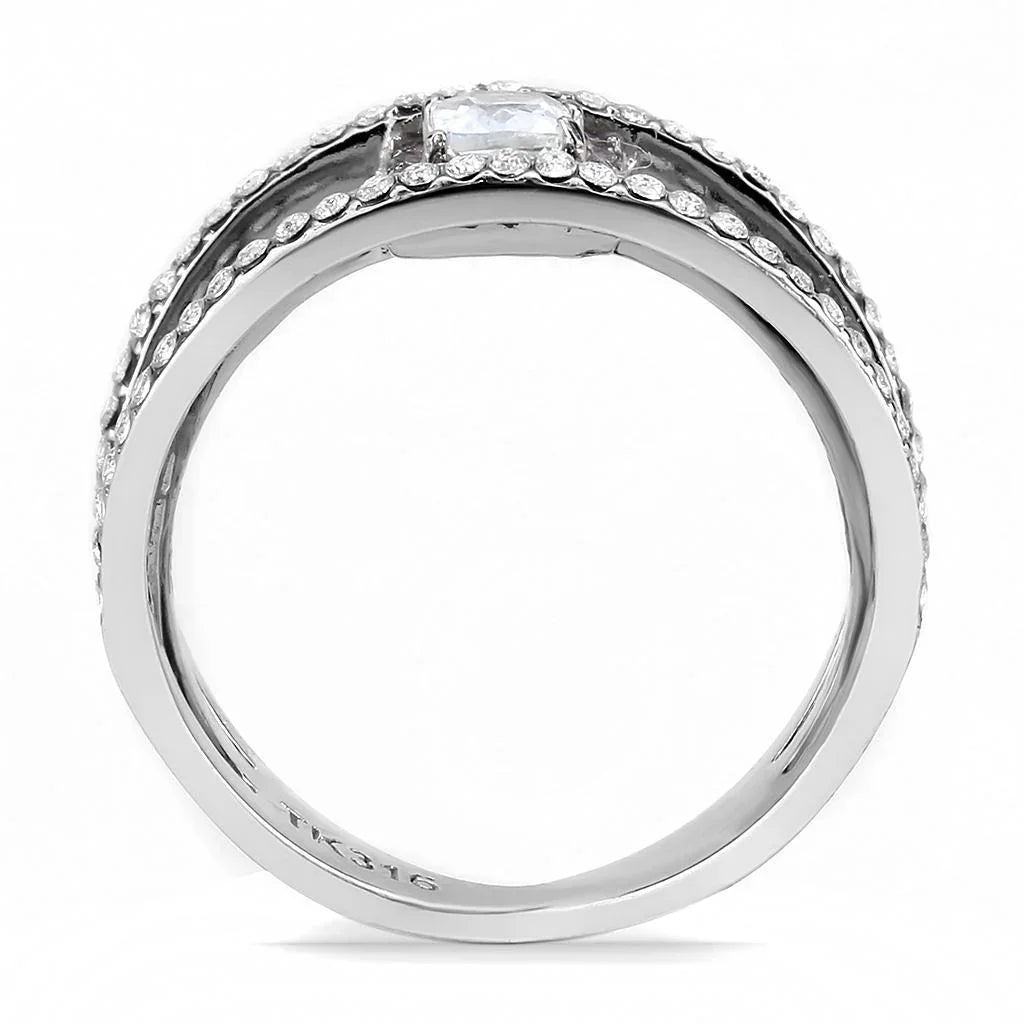 Silver Rings for Women 316L Stainless Steel DA257 - AAA Grade Cubic Zirconia in Clear - Jewelry Store by Erik Rayo