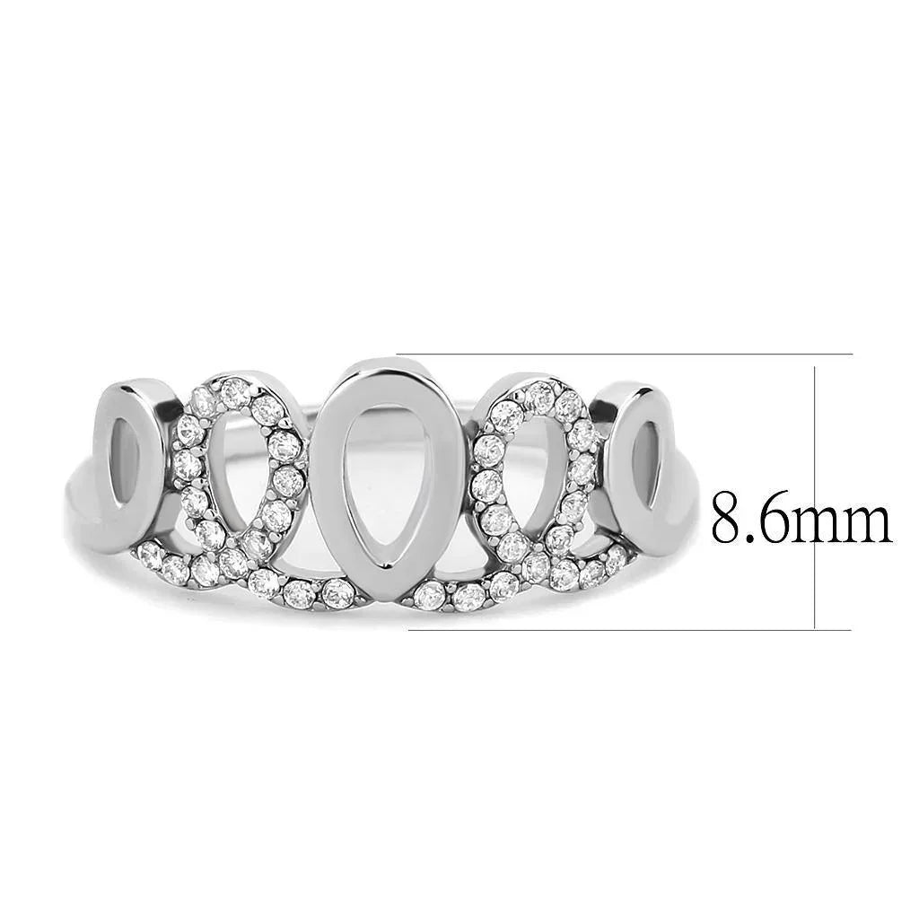 Silver Rings for Women 316L Stainless Steel DA258 - AAA Grade Cubic Zirconia in Clear - Jewelry Store by Erik Rayo