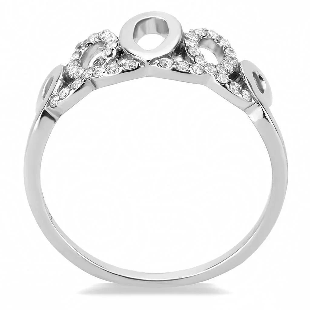Silver Rings for Women 316L Stainless Steel DA258 - AAA Grade Cubic Zirconia in Clear - Jewelry Store by Erik Rayo