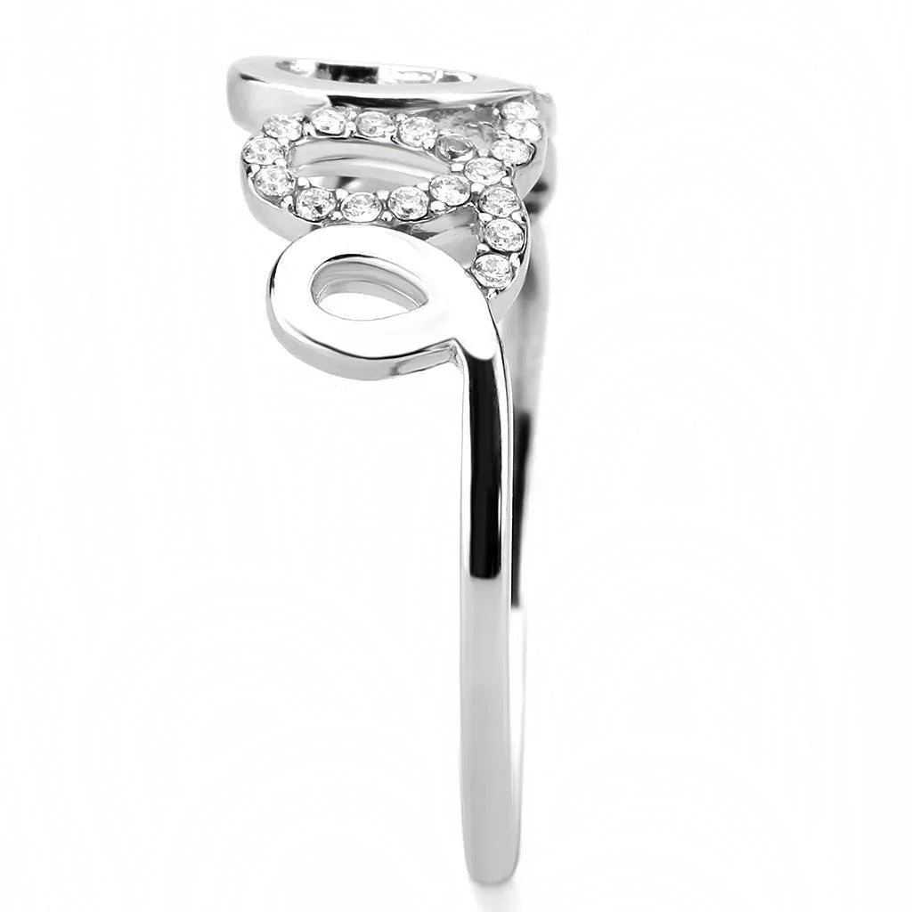 Silver Rings for Women 316L Stainless Steel DA258 - AAA Grade Cubic Zirconia in Clear - Jewelry Store by Erik Rayo