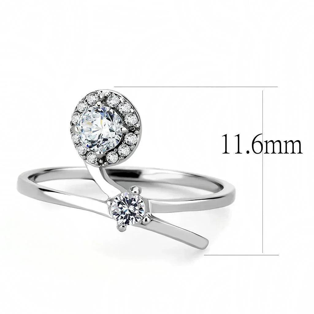 Silver Rings for Women 316L Stainless Steel DA260 - AAA Grade Cubic Zirconia in Clear - Jewelry Store by Erik Rayo