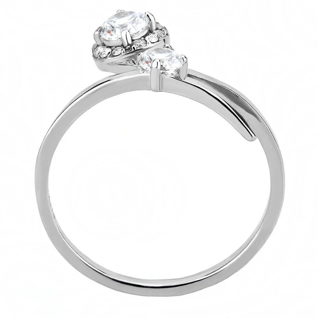 Silver Rings for Women 316L Stainless Steel DA260 - AAA Grade Cubic Zirconia in Clear - Jewelry Store by Erik Rayo
