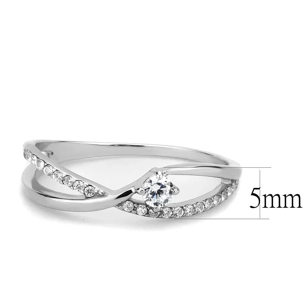 Silver Rings for Women 316L Stainless Steel DA261 - AAA Grade Cubic Zirconia in Clear - Jewelry Store by Erik Rayo